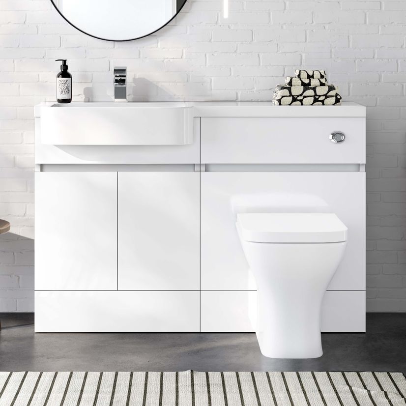 Foster Gloss White Combination Vanity Basin and Atlanta Toilet 1200mm - Left Handed