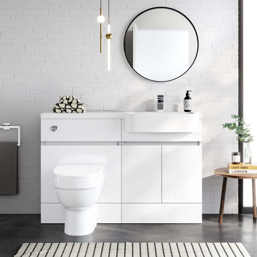 Foster Gloss White Combination Vanity Basin and Seattle Toilet 1200mm - Right Handed
