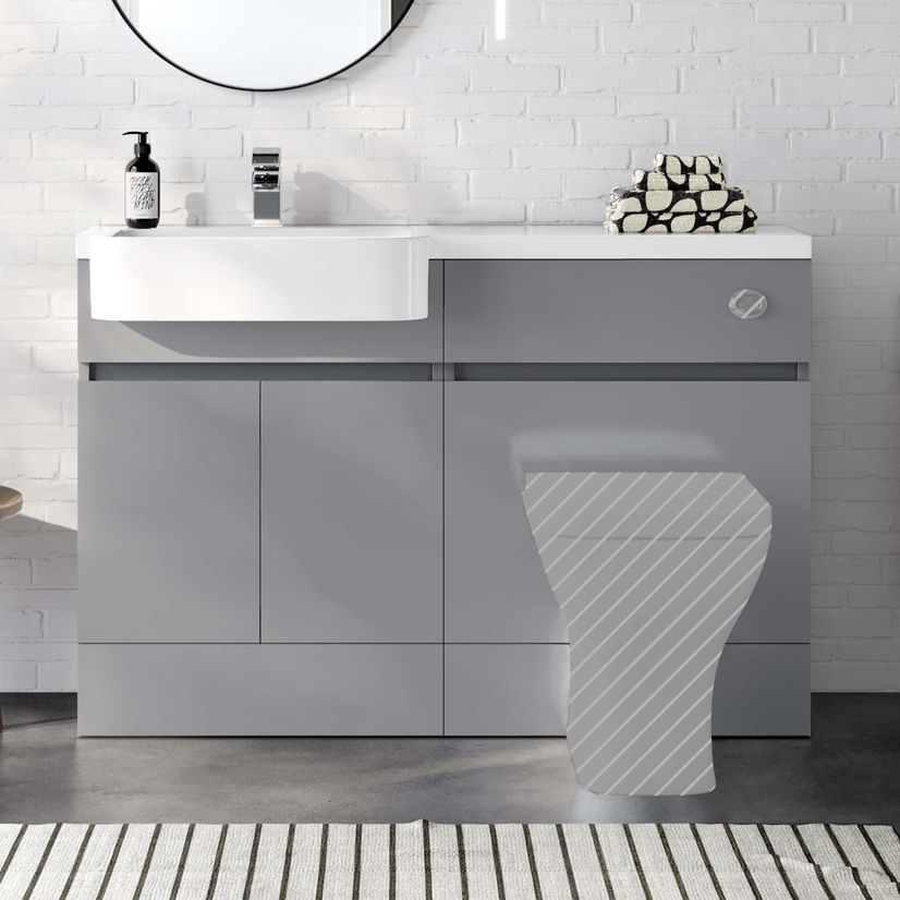 Foster Stone Grey Basin Vanity With Back To Wall Unit 1200mm - Left Handed