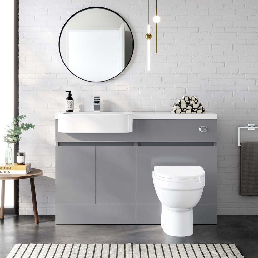 Foster Stone Grey Combination Vanity Basin and Seattle Toilet 1200mm - Left Handed