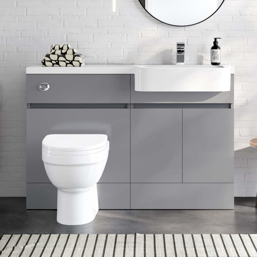 Foster Stone Grey Combination Vanity Basin and Seattle Toilet 1200mm - Right Handed