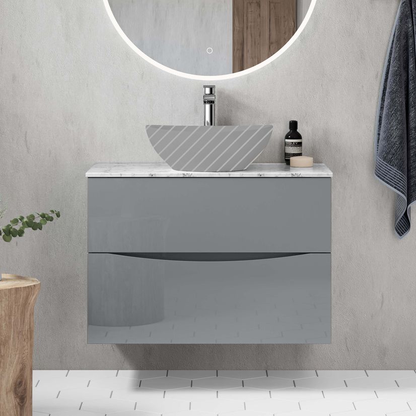 Austin Stone Grey Drawer with Marble Top 800mm - Excludes Counter Top Basin