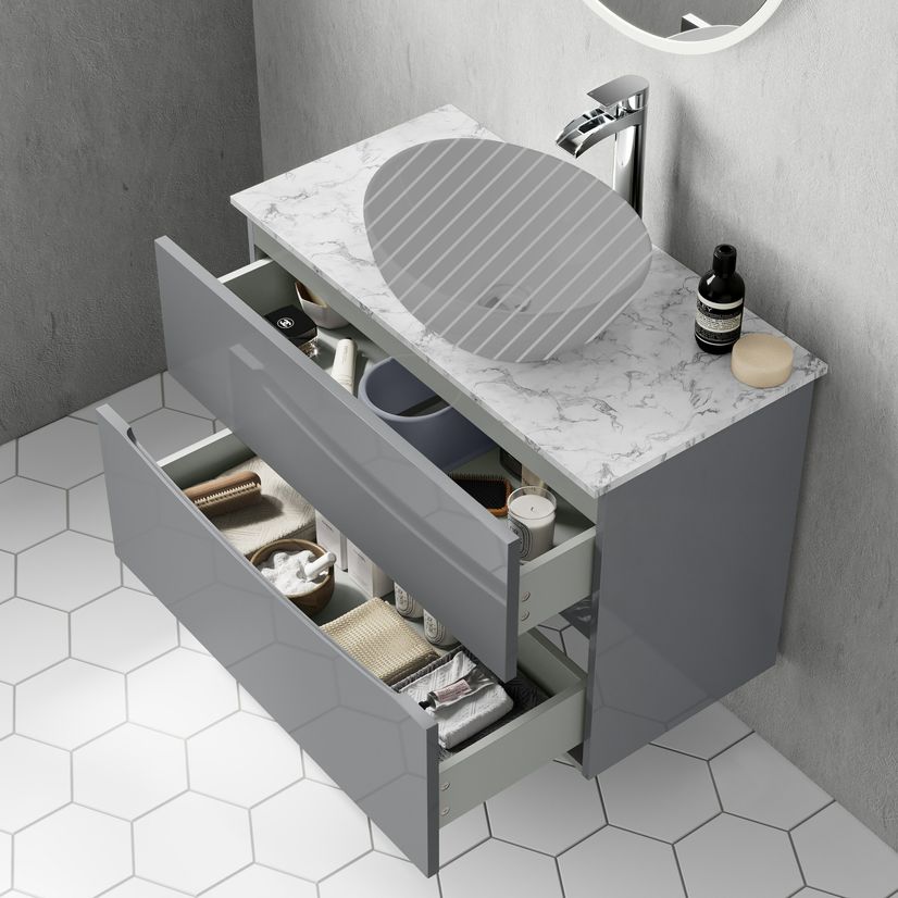 Austin Stone Grey Drawer with Marble Top 800mm - Excludes Counter Top Basin