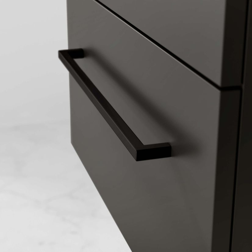 Elba Graphite Grey Wall Hung Basin Drawer Vanity 600mm - Black Accents