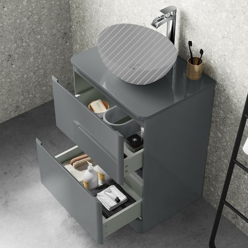Corsica Storm Grey Drawer 600mm - Excludes Counter Top Basin