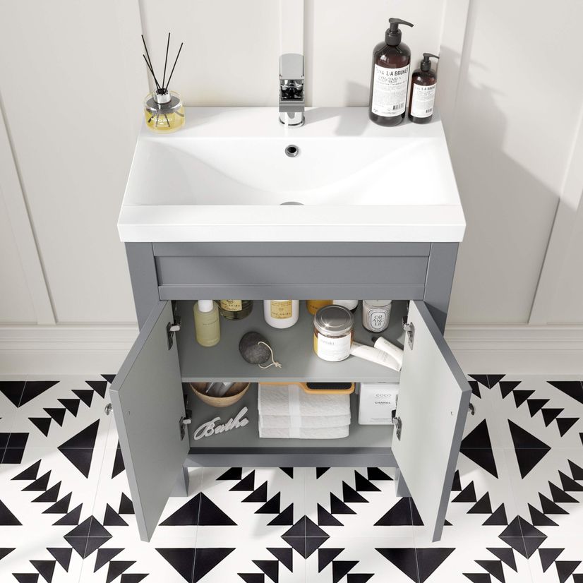 Bermuda Dove Grey Basin Vanity and Back To Wall Unit 1100mm (Excludes Pan & Cistern)