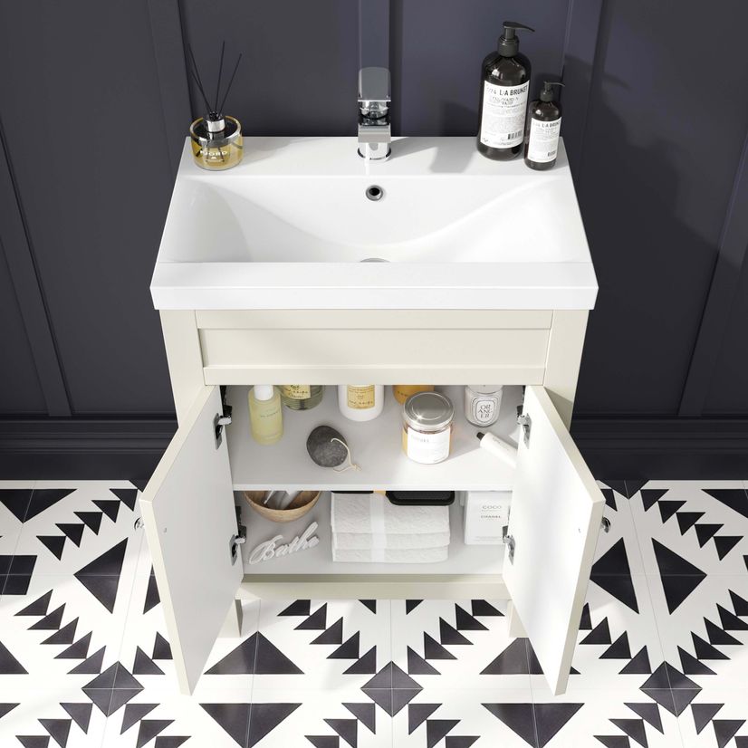 Bermuda Chalk White Basin Vanity and Back To Wall Unit 1100mm (Excludes Pan & Cistern)