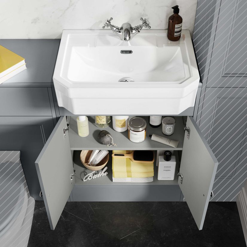 Monaco Dove Grey Traditional Basin Vanity and Back To Wall Unit 1200mm (Excludes Pan & Cistern)