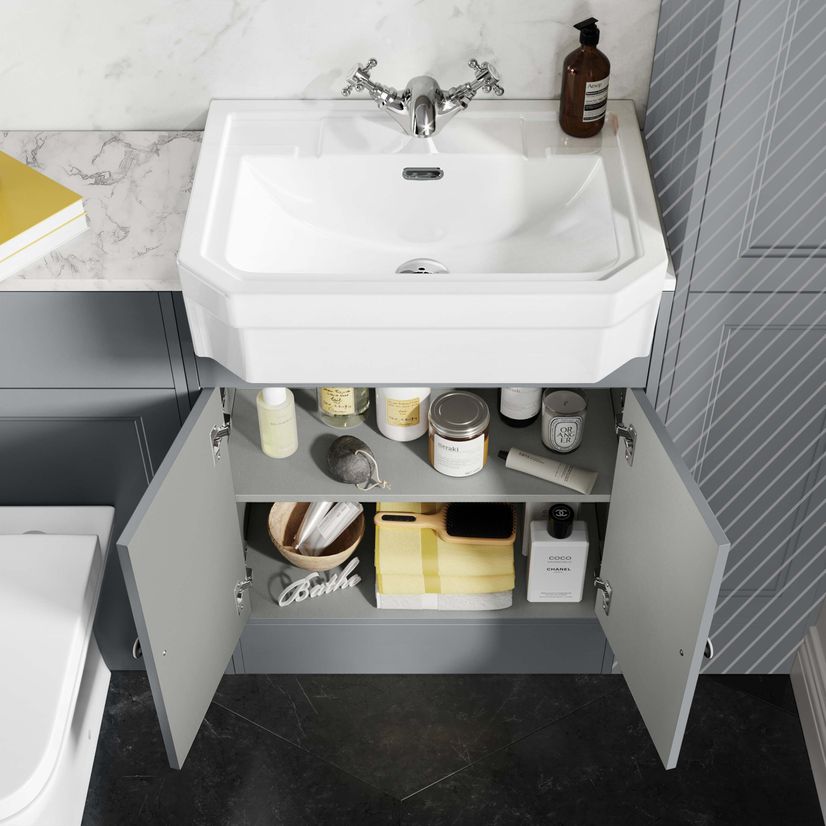 Monaco Dove Grey Combination Vanity Traditional Basin with Marble Top & Atlanta Toilet 1200mm