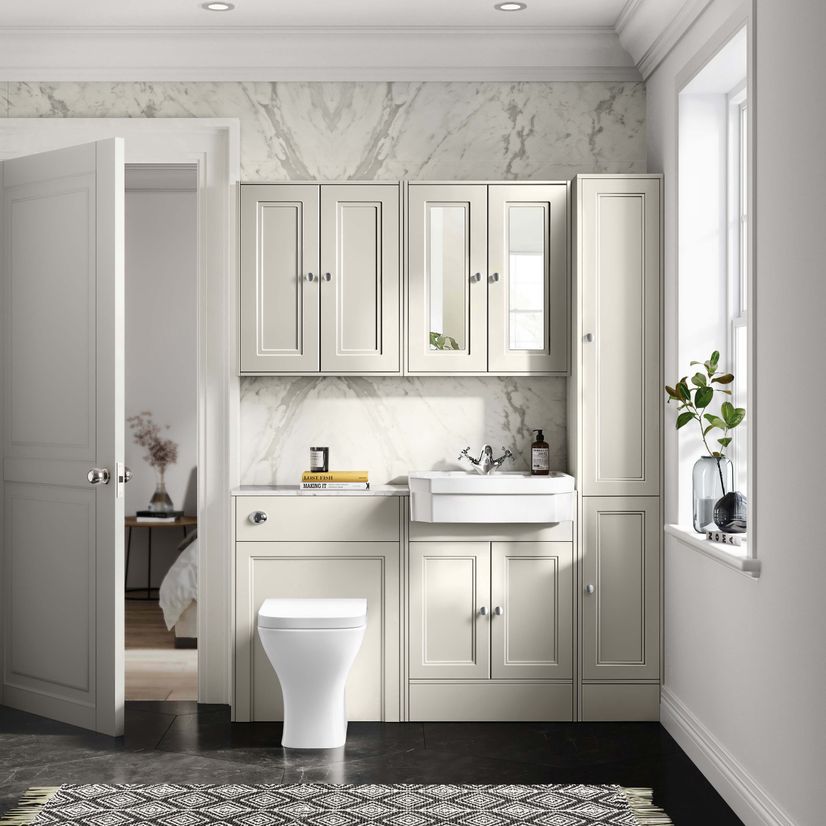 Monaco Chalk White Combination Vanity Traditional Basin with Marble Top & Atlanta Toilet 1200mm