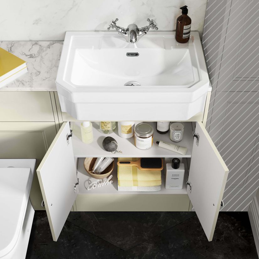 Monaco Chalk White Combination Vanity Traditional Basin with Marble Top & Atlanta Toilet 1200mm