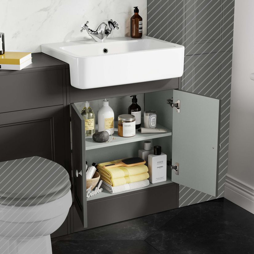 Monaco Graphite Grey Basin Vanity and Back To Wall Unit 1200mm (Excludes Pan & Cistern)