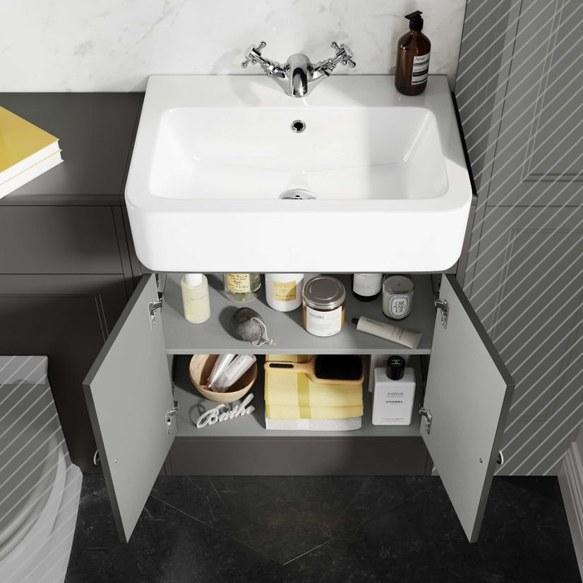 Monaco Graphite Grey Basin Vanity and Back To Wall Unit 1200mm (Excludes Pan & Cistern)