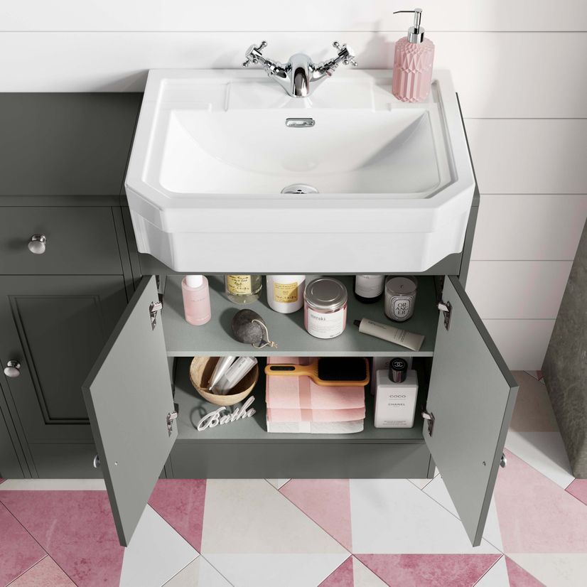 Monaco Graphite Grey Combination Vanity Traditional Basin and Seattle Toilet 1500mm