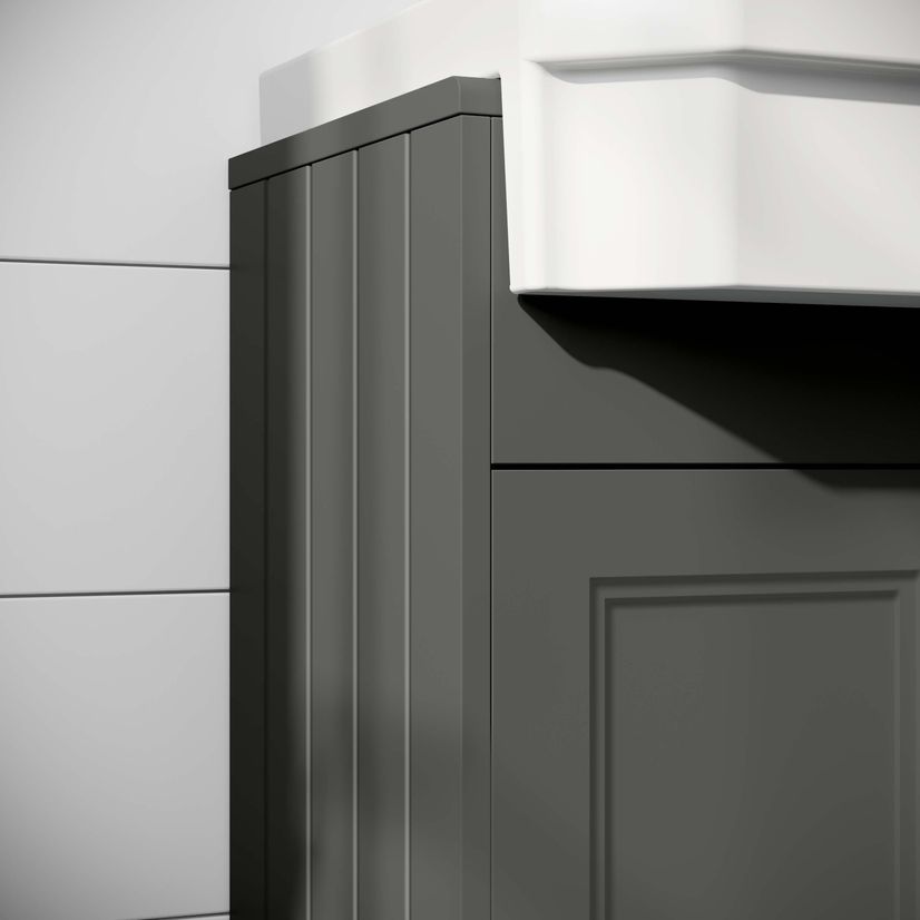 Monaco Graphite Grey Combination Vanity Traditional Basin and Seattle Toilet 1500mm