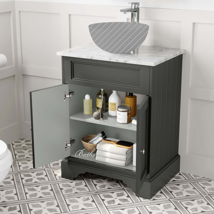 Lucia Graphite Grey Cabinet with Marble Top 640mm - Excludes Counter Top Basin