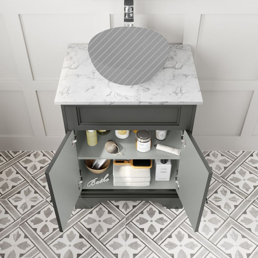 Lucia Graphite Grey Cabinet with Marble Top 640mm - Excludes Counter Top Basin