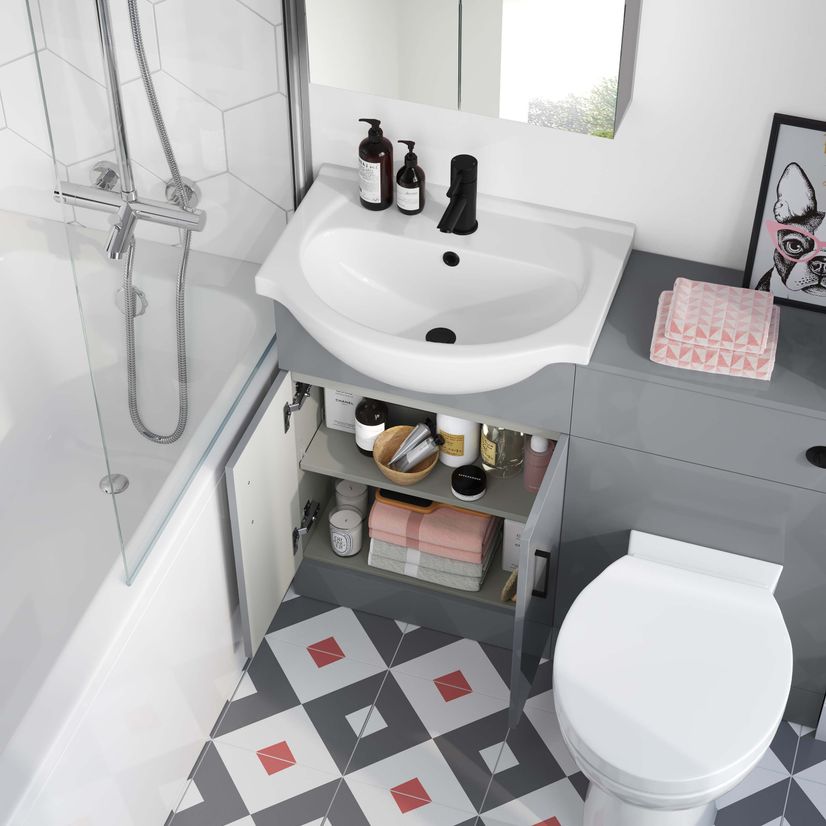 Quartz Stone Grey Combination Vanity Basin and Austin Toilet 1050mm - Black Accents