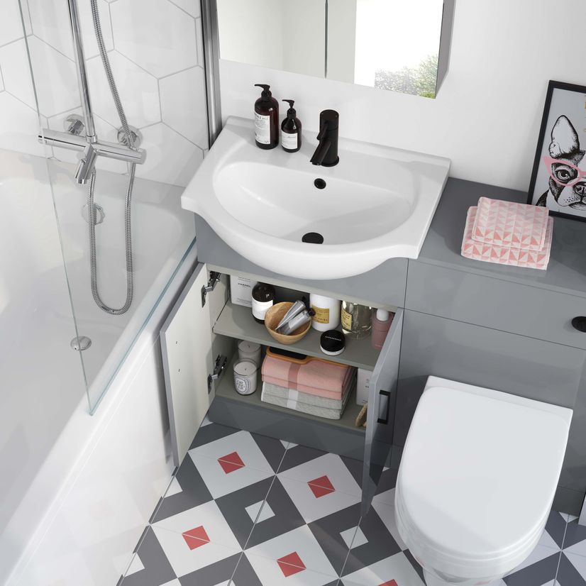 Quartz Stone Grey Combination Vanity Basin and Seattle Toilet 1050mm - Black Accents
