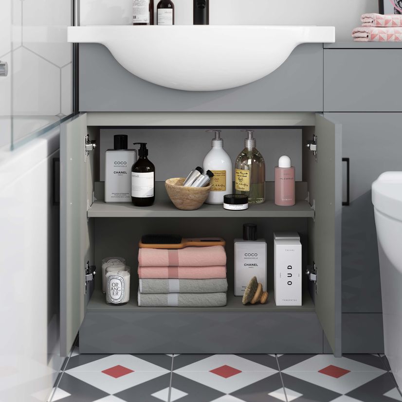 Quartz Stone Grey Combination Vanity Basin and Austin Toilet 1150mm - Black Accents