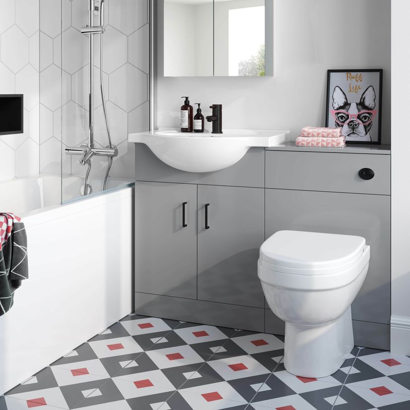 Quartz Stone Grey Combination Vanity Basin and Seattle Toilet 1150mm - Black Accents