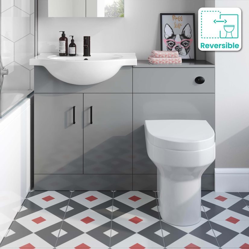 Quartz Stone Grey Combination Vanity Basin and Denver Toilet 1150mm - Black Accents