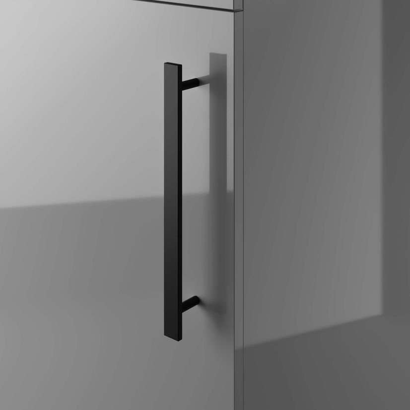 Avon Stone Grey Cloakroom Floor Standing Basin Vanity 400mm - Black Accents