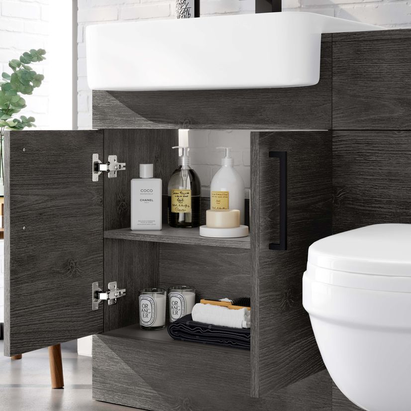 Harper Charcoal Elm Combination Vanity Basin and Seattle Toilet 1200mm - Black Accents