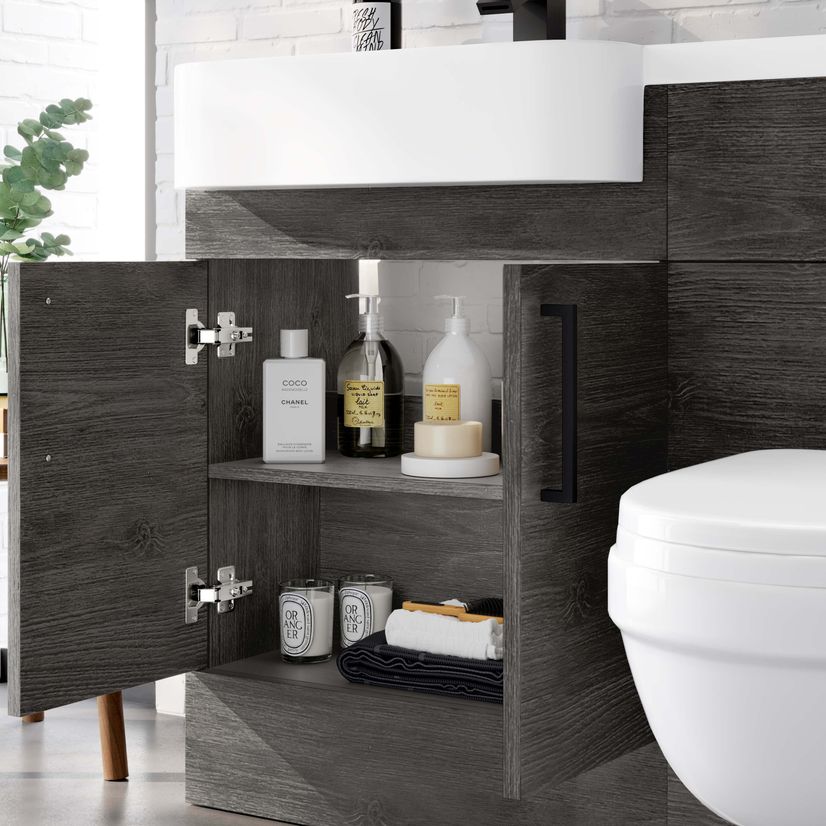 Harper Charcoal Elm Combination Vanity Basin and Seattle Toilet 1200mm - Black Accents - Left Handed