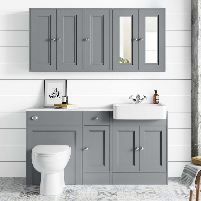 Monaco Dove Grey Combination Vanity Basin with Marble Top and Seattle Toilet 1500mm