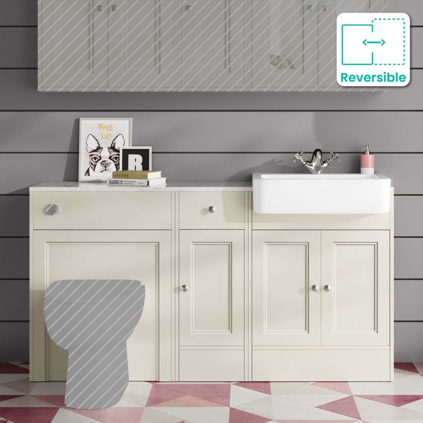 Monaco Chalk White Combination Vanity Basin with Marble Top 1500mm (Excludes Pan & Cistern)