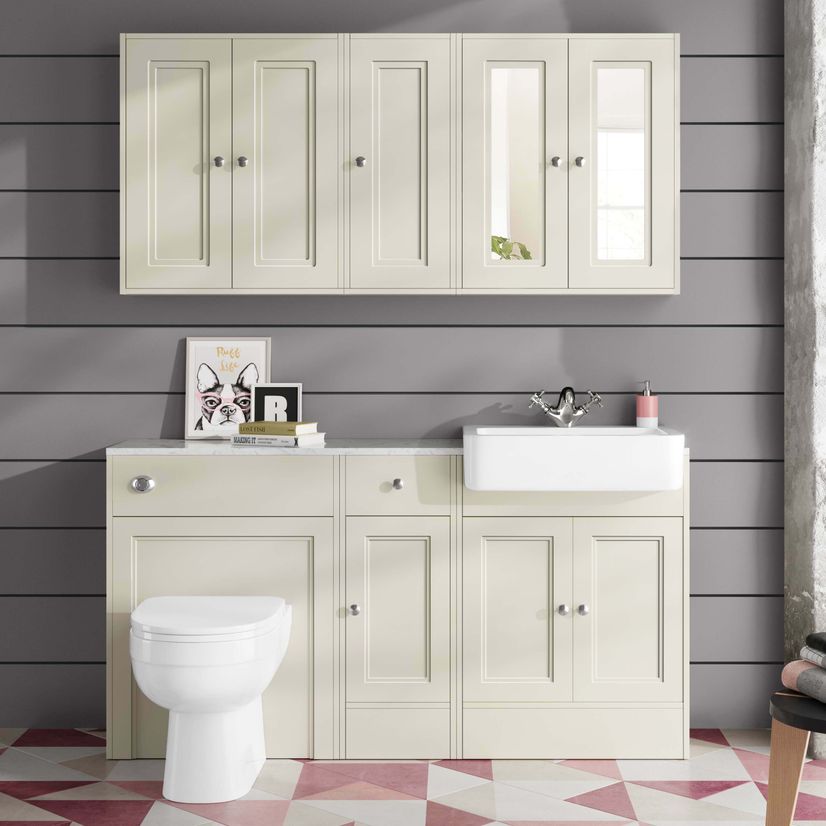 Monaco Chalk White Combination Vanity Basin with Marble Top and Seattle Toilet 1500mm