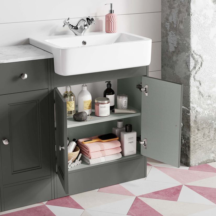 Monaco Graphite Grey Combination Vanity Basin with Marble Top 1500mm (Excludes Pan & Cistern)