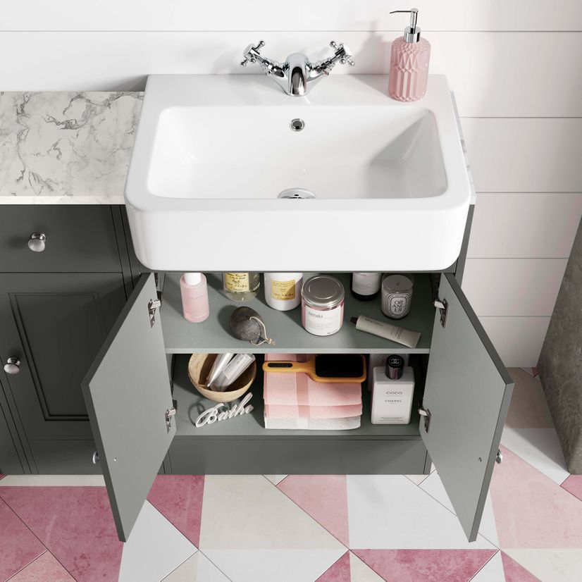 Monaco Graphite Grey Combination Vanity Basin with Marble Top and Seattle Toilet 1500mm