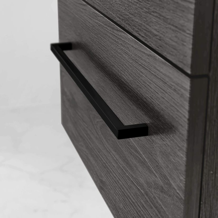 Elba Charcoal Elm Wall Hung Drawer with Marble Top 1200mm Excludes Counter Top Basins - Black Accents