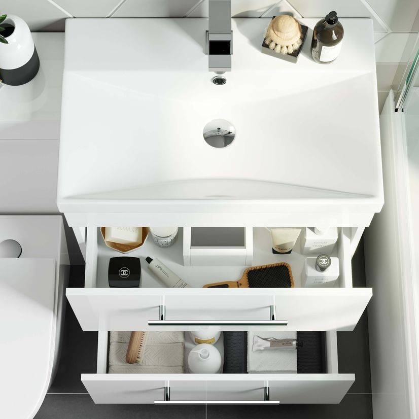 Avon Gloss White Combination Basin Drawer and Boston Toilet 1100mm