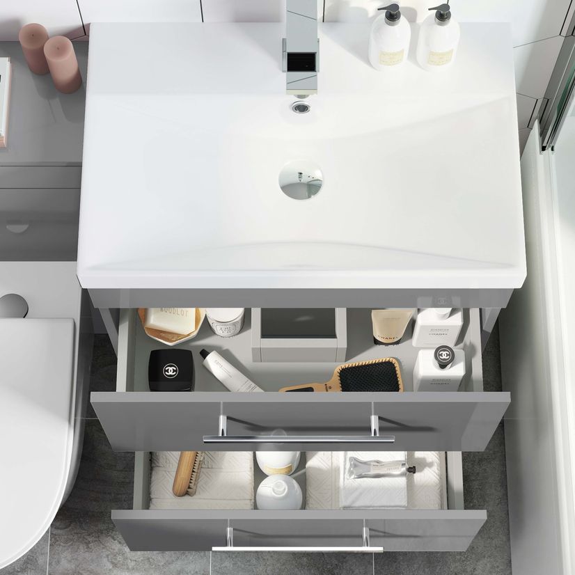 Avon Stone Grey Combination Basin Drawer and Boston Toilet 1100mm
