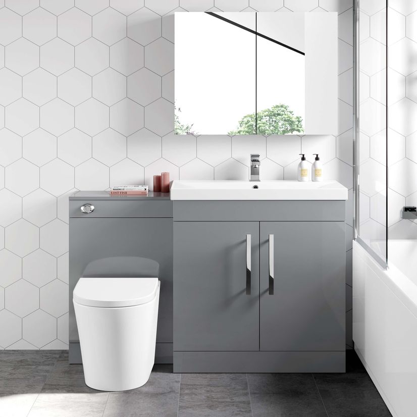 Avon Stone Grey Combination Vanity Basin and Boston Toilet 1300mm