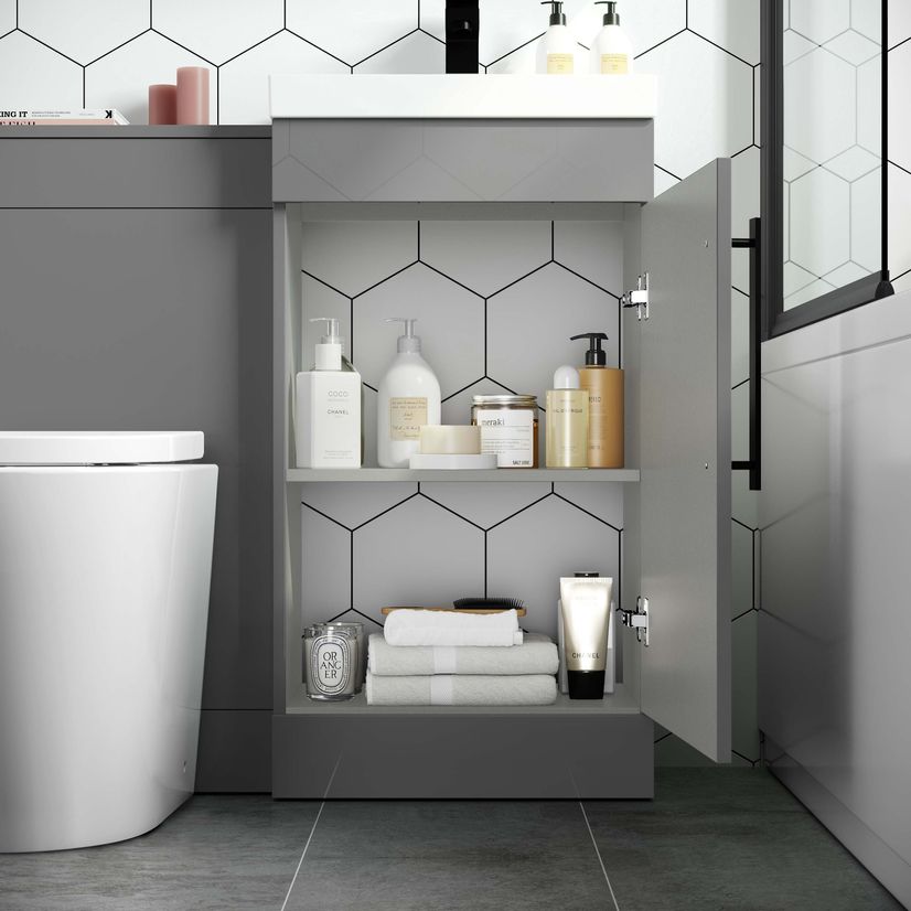 Avon Stone Grey Combination Vanity Basin and Boston Toilet 950mm - Black Accents
