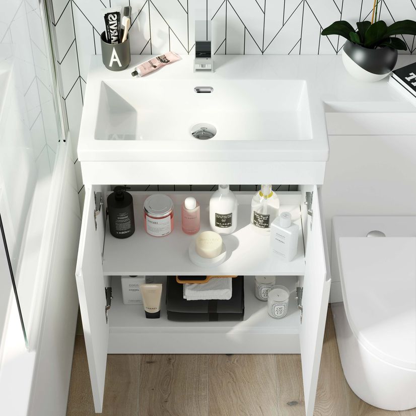 Trent Gloss White Combination Vanity Basin and Boston Toilet 1100mm - Left Handed