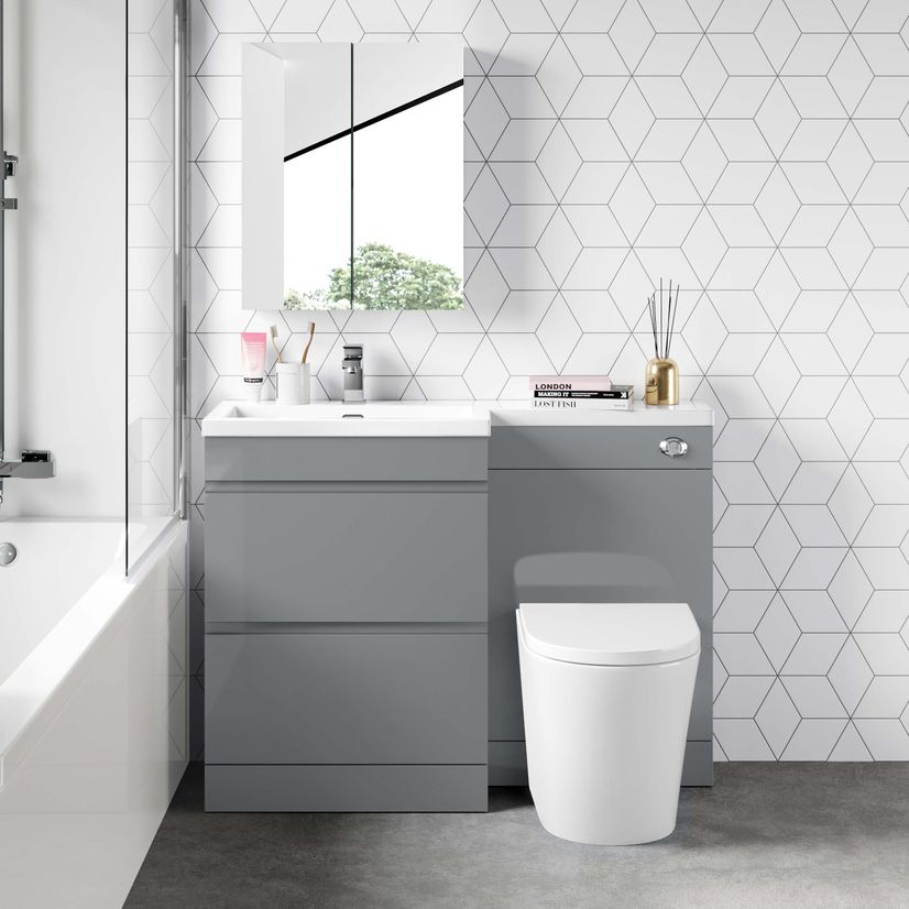 Trent Stone Grey Combination Basin Drawer and Boston Toilet 1100mm - Left Handed