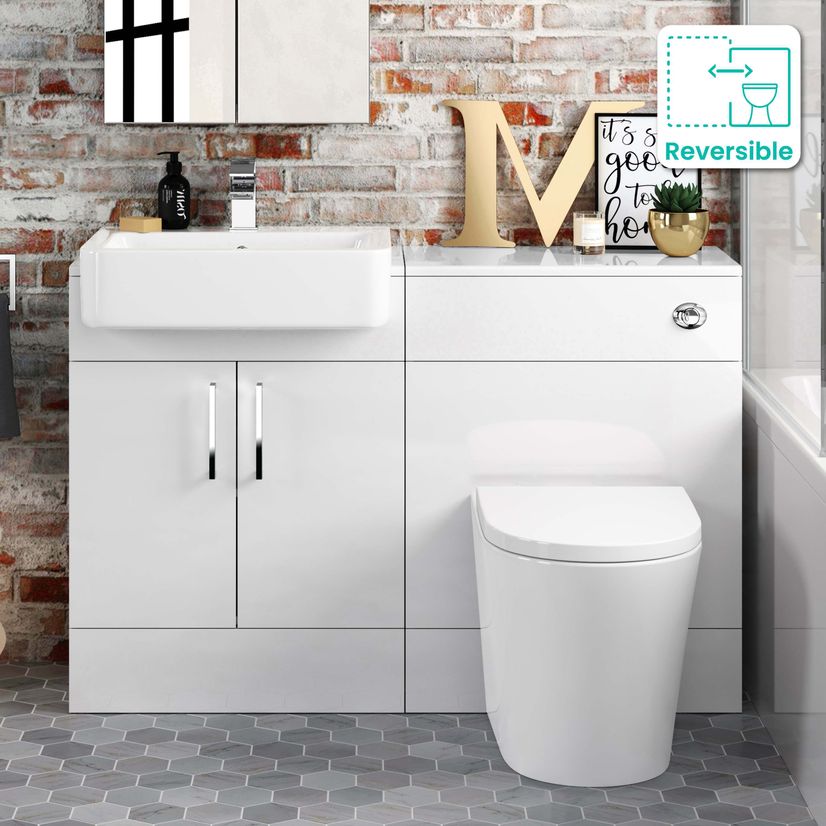 Harper Gloss White Combination Vanity Basin and Boston Toilet 1200mm