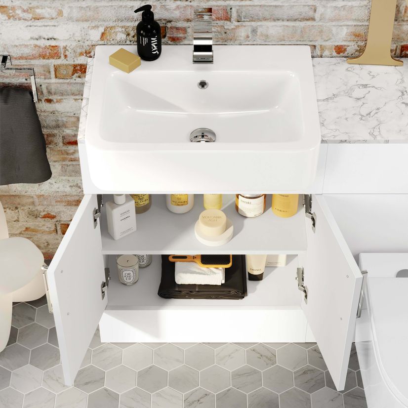 Harper Gloss White Combination Vanity Basin with Marble Top & Boston Toilet 1200mm