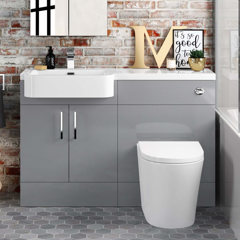 Harper Stone Grey Combination Vanity Basin and Boston Toilet 1200mm - Left Handed