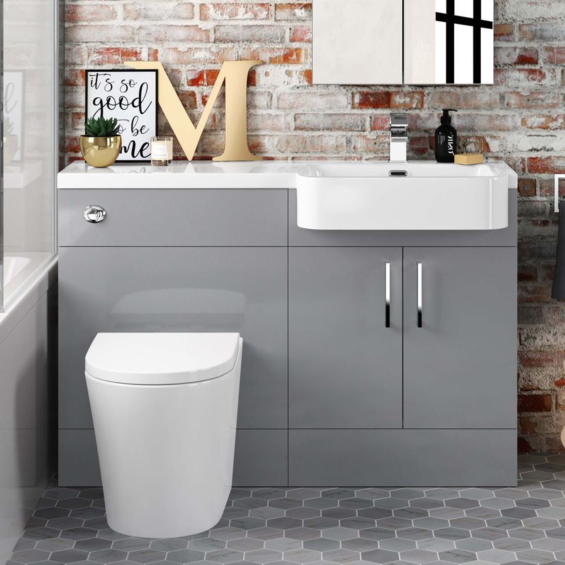 Harper Stone Grey Combination Vanity Basin and Boston Toilet 1200mm - Right Handed