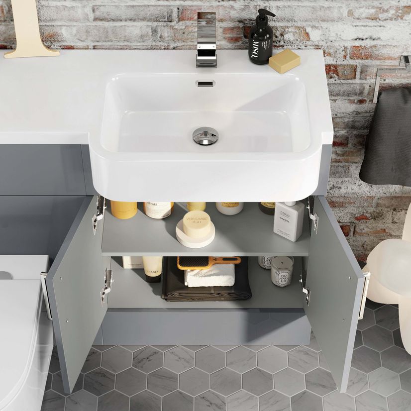 Harper Stone Grey Combination Vanity Basin and Boston Toilet 1200mm - Right Handed