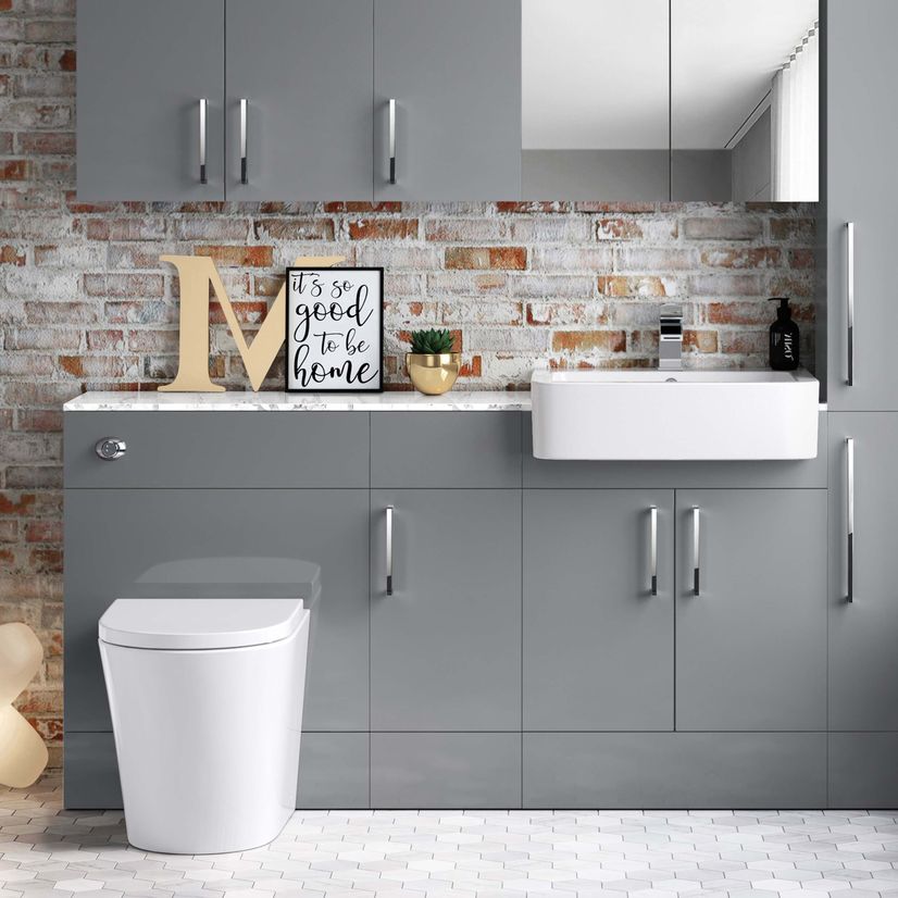 Harper Stone Grey Combination Vanity Basin with Marble Top & Boston Toilet 1500mm