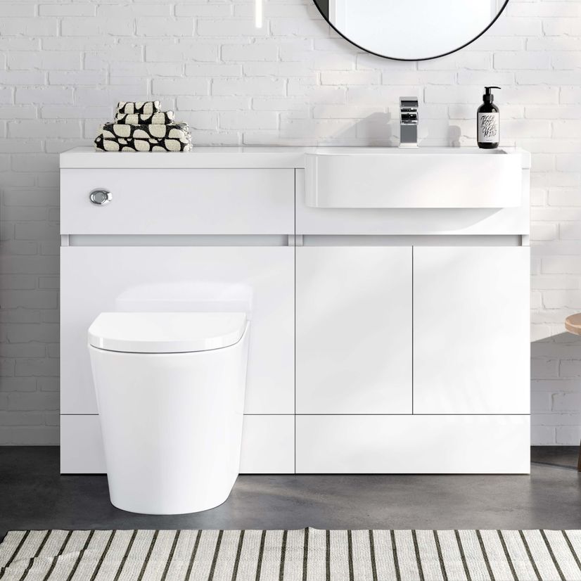 Foster Gloss White Combination Vanity Basin and Boston Toilet 1200mm - Right Handed