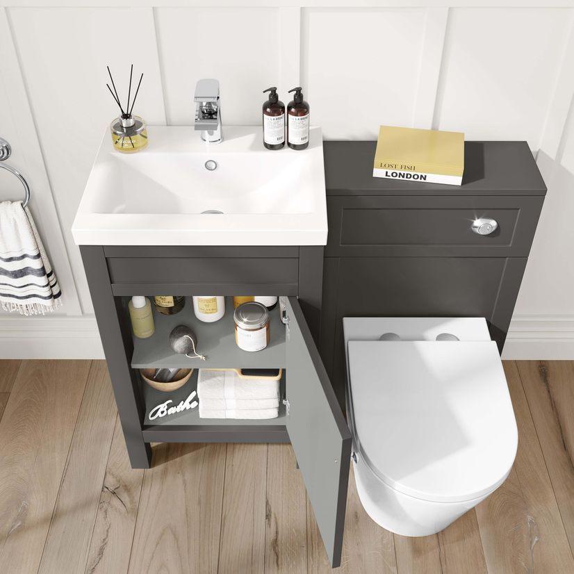 Bermuda Graphite Grey Combination Vanity Basin and Boston Toilet 1000mm