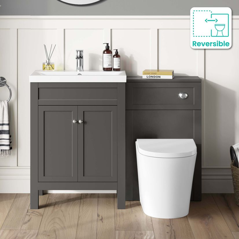 Bermuda Graphite Grey Combination Vanity Basin and Boston Toilet 1100mm